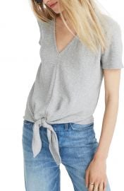 Madewell Texture  amp  Thread V-Neck Modern Tie-Front Top  Regular  amp  Plus    Nordstrom at Nordstrom